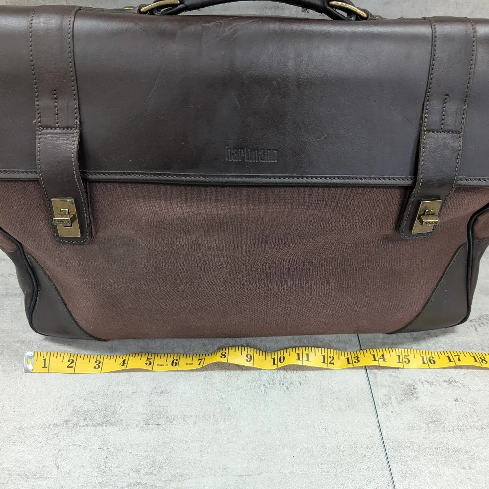Vintage Hartmann Brown Leather Briefcase Laptop Bag Carry On